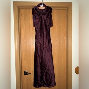 Off-White Crossover-Strap Satin Maxi Dress